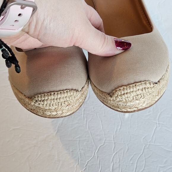 J Crew Factory Canvas Espadrille Wedge Heels Women's 9.5 Neutral Casual Summer - Picture 3 of 11